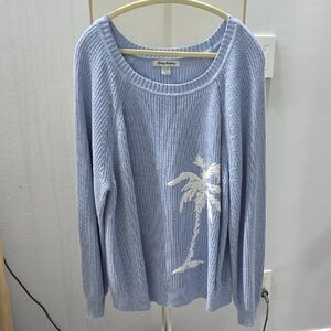 Tommy Bahama Light Blue Sweater with Palm Design